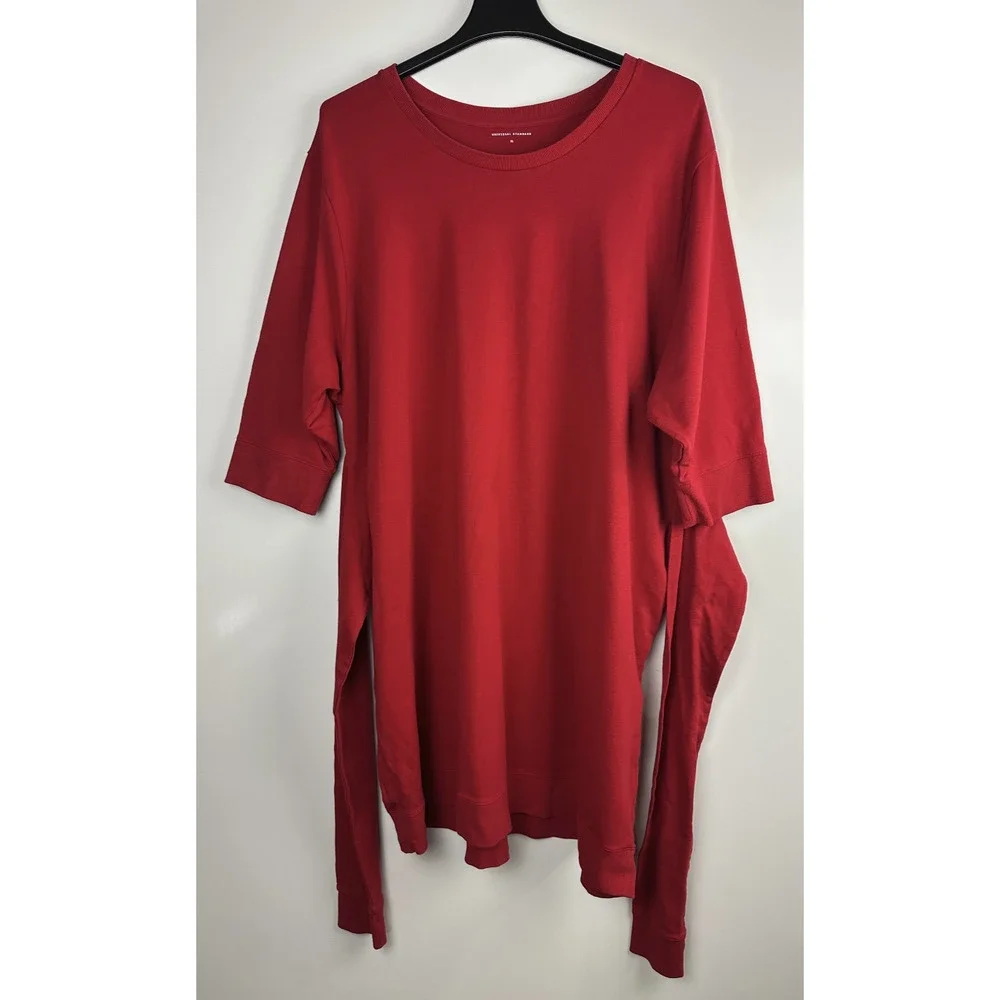 Universal Standard Misa Tie Sweatshirt Dress Red Peruvian Cotton Plus Size 26 28 - Picture 5 of 9